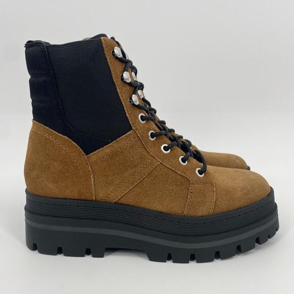 MARC FISHER NWOB Sashia Platform Combat Lace Up Boots Brown Suede Size 9 - Picture 3 of 9
